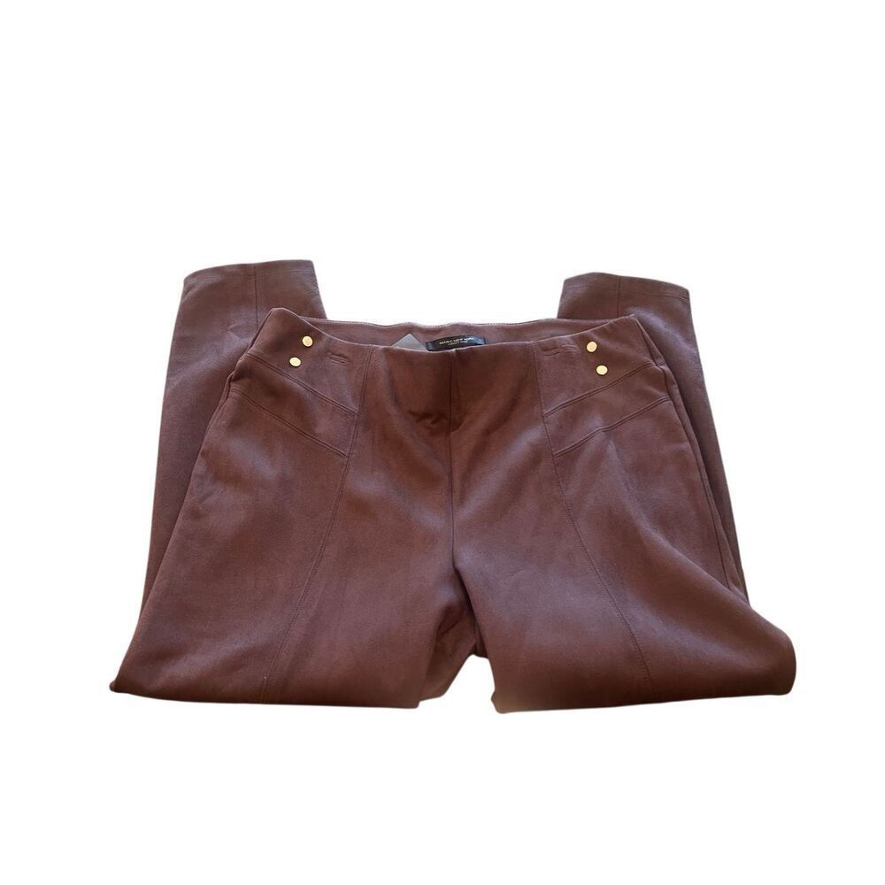 Marc New York Andrew Marc Women's Faux Suede Pull On Ankle Pants Brown Sz XL NWT